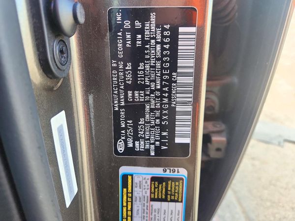 2014 KIA OPTIMA 2.4 LX STD/Conv — VINS