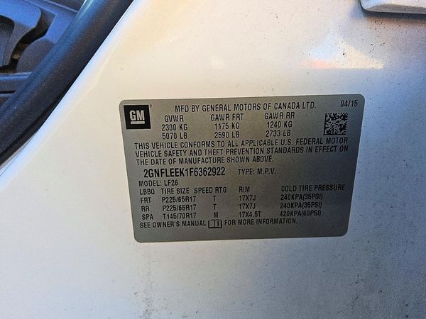 2015 CHEVROLET EQUINOX LS — VINS