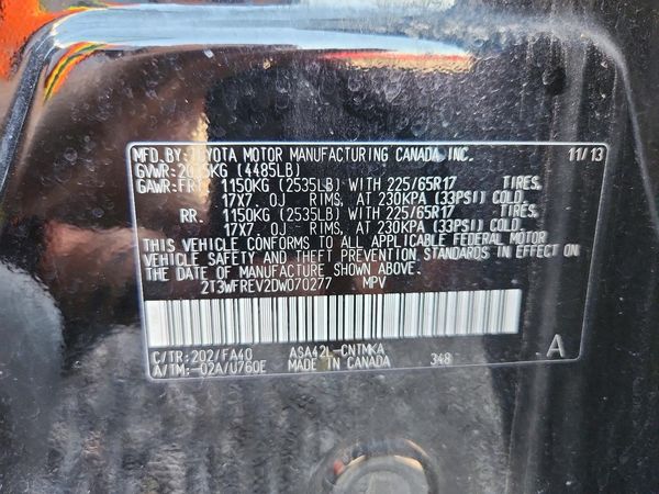 2013 TOYOTA RAV4 Sports — VINS