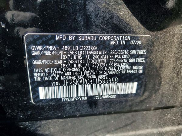2020 SUBARU FORESTER Sport+ES+HK+KA — VINS