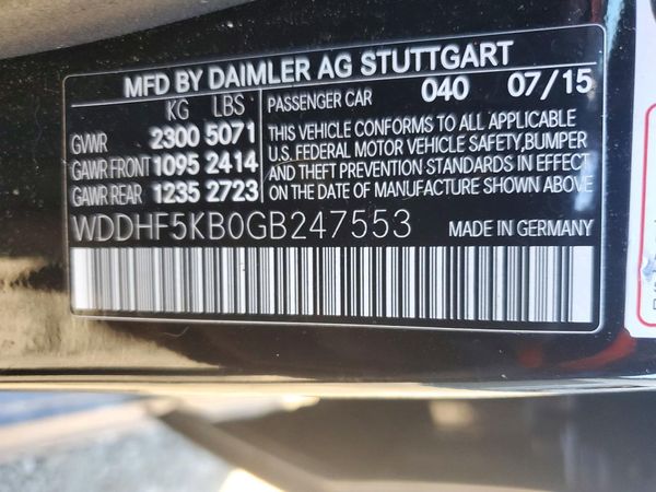 2016 MERCEDES-BENZ E-CLASS E350 — VINS