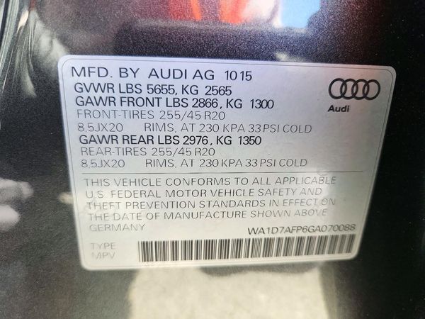 2016 AUDI Q5 — VINS