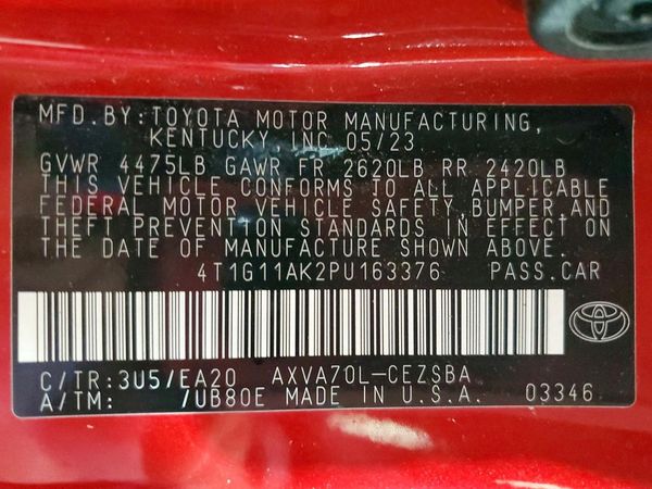 2023 TOYOTA CAMRY SE — VINS