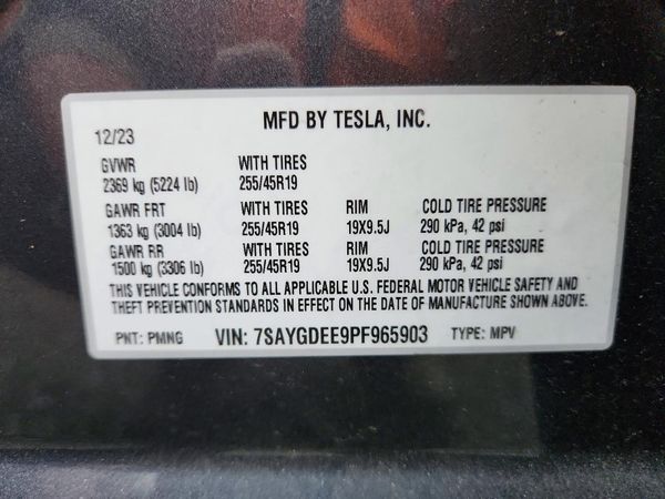 2023 TESLA MODEL Y — VINS