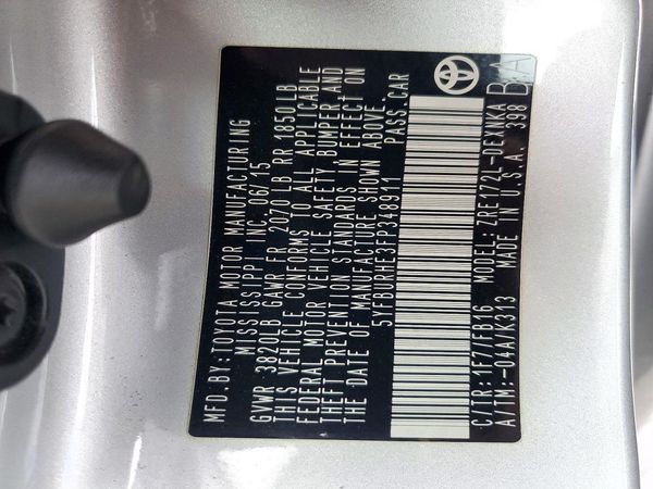 2015 TOYOTA COROLLA L/LE — VINS