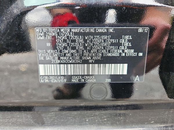 2012 TOYOTA RAV4 High — VINS