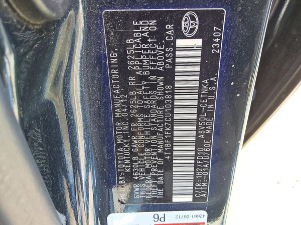 2012 TOYOTA CAMRY — VINS