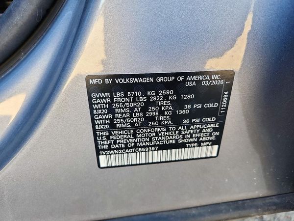 2026 VOLKSWAGEN ATLAS SE — VINS