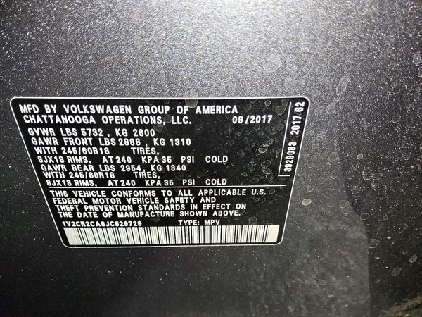 2018 VOLKSWAGEN ATLAS SE — VINS