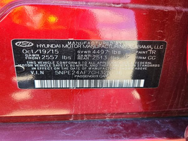 2016 HYUNDAI SONATA — VINS