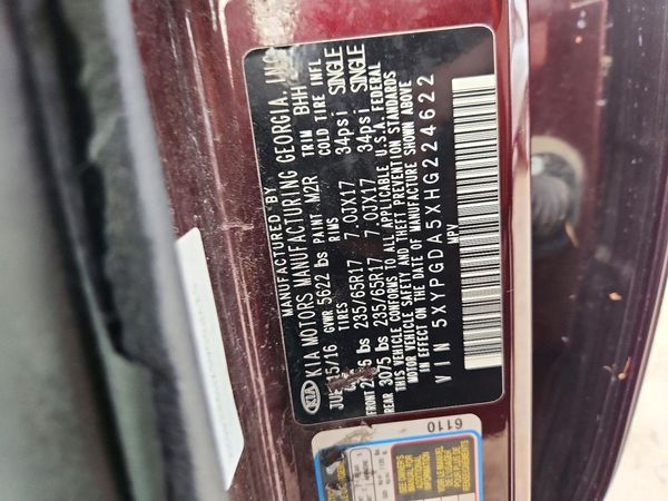 2017 KIA SORENTO L, LX — VINS
