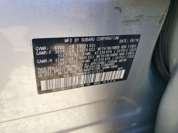 2019 SUBARU ASCENT Limited 7+ES+KA — VINS