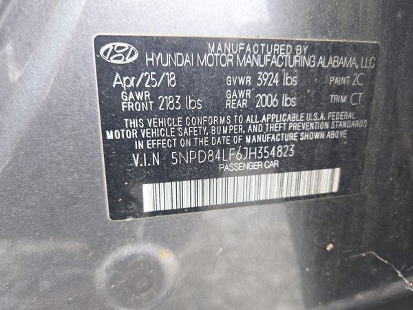 2018 HYUNDAI ELANTRA — VINS