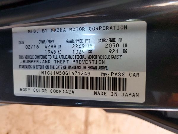 2016 MAZDA 6 Grand Touring/GT — VINS