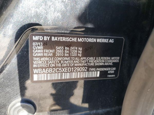 2014 BMW 650 GC — VINS
