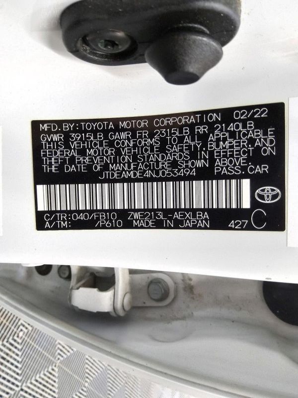 2022 TOYOTA COROLLA LE — VINS