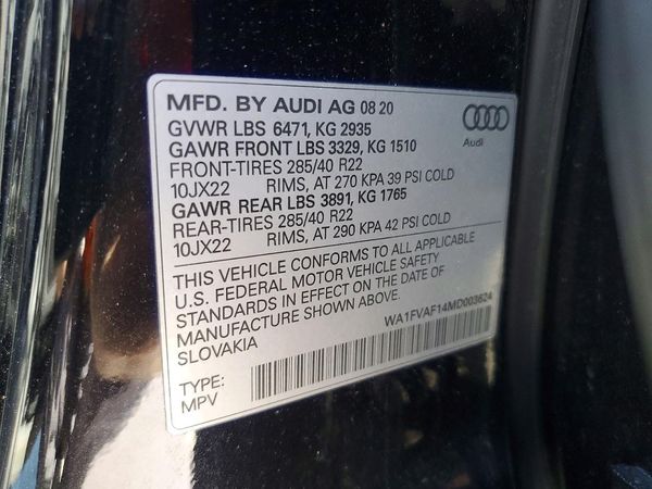 2021 AUDI Q8 S Line quattro Prestige — VINS