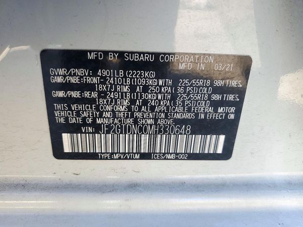 2021 SUBARU CROSSTREK — VINS