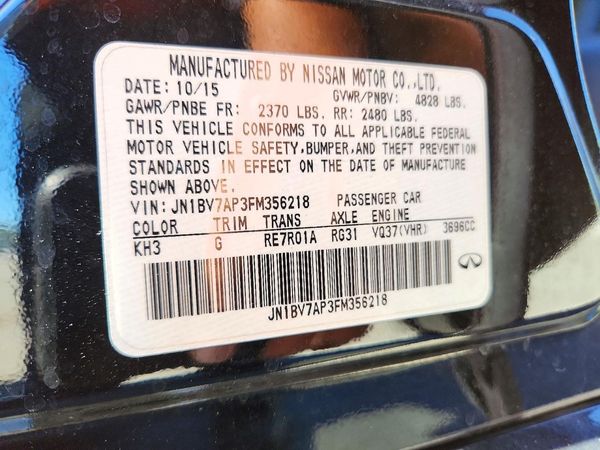 2015 INFINITI Q50 — VINS