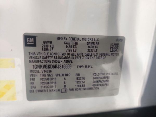 2016 CHEVROLET TRAVERSE 1LT — VINS