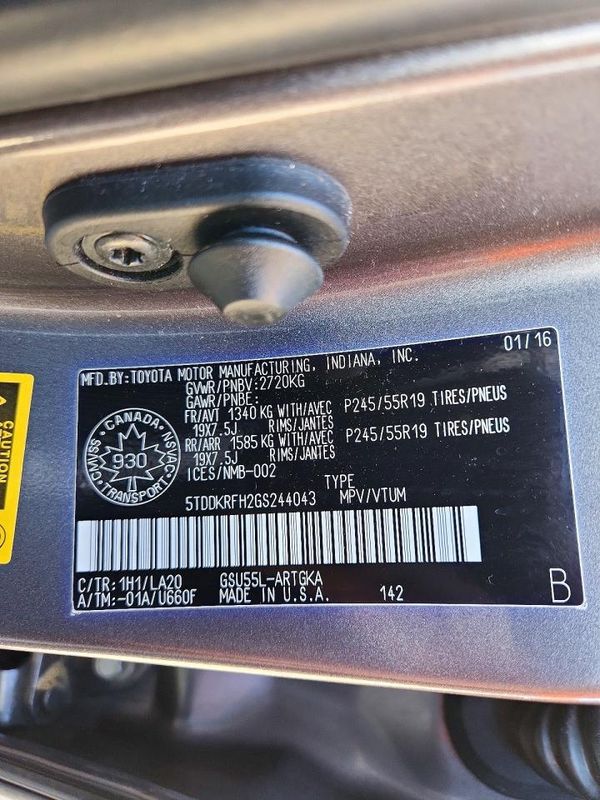 2016 TOYOTA HIGHLANDER Base/Hybrid — VINS
