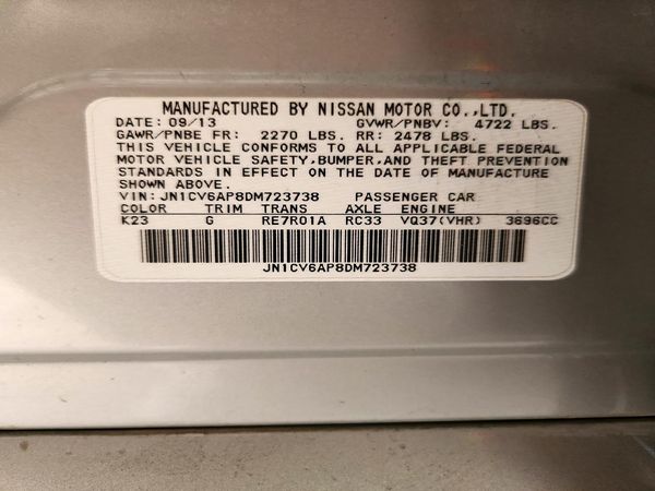 2013 INFINITI G37 — VINS