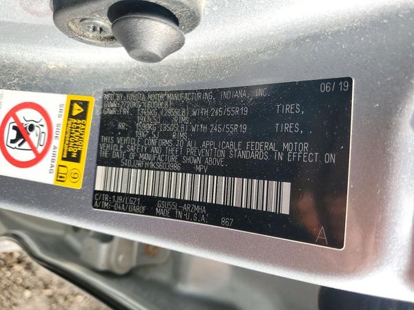 2019 TOYOTA HIGHLANDER SE/XLE — VINS