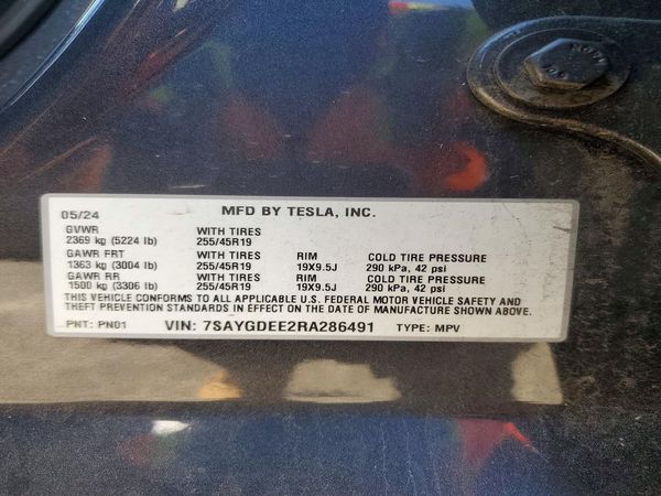 2024 TESLA MODEL Y — VINS