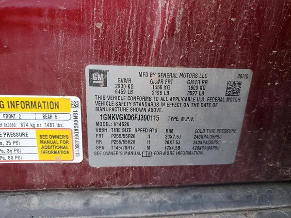 2015 CHEVROLET TRAVERSE 1LT — VINS