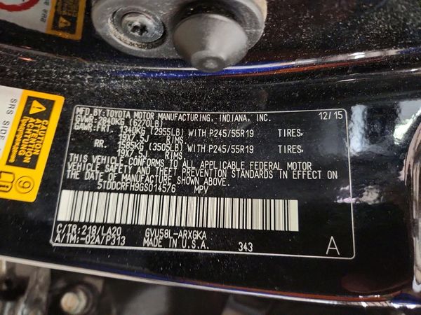 2016 TOYOTA HIGHLANDER Base/Hybrid — VINS