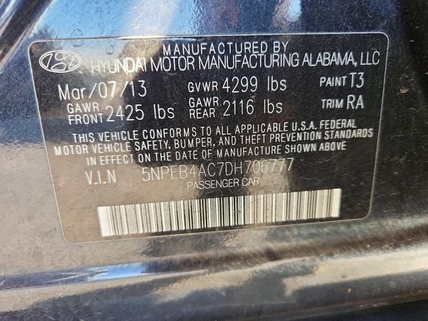 2013 HYUNDAI SONATA GLS/ GLS Popular — VINS