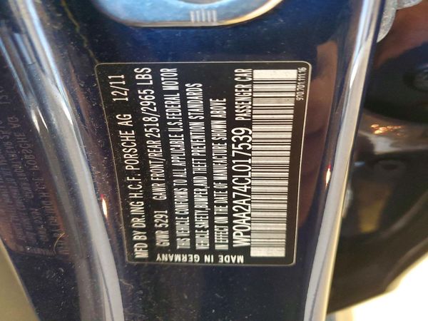 2012 PORSCHE PANAMERA Base (2WD), 4 (4WD) — VINS