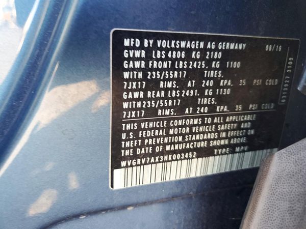 2017 VOLKSWAGEN TIGUAN Wolfsburg — VINS