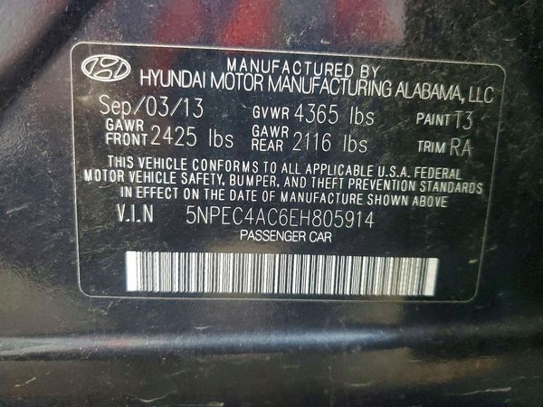 2014 HYUNDAI SONATA — VINS