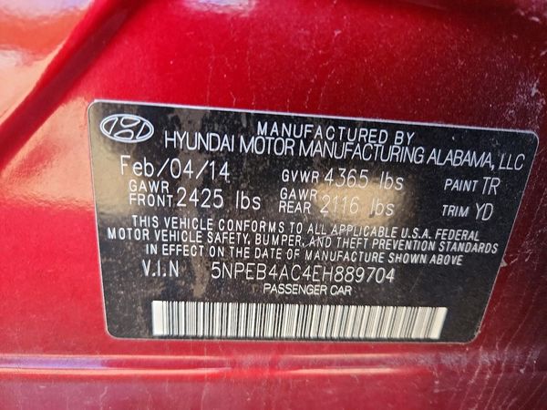 2014 HYUNDAI SONATA GLS/ GLS Popular — VINS