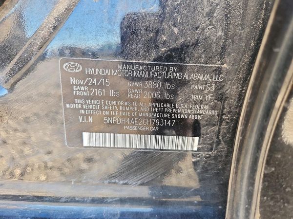 2016 HYUNDAI ELANTRA — VINS