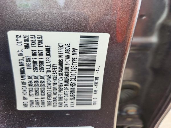 2012 HONDA CRV EX — VINS