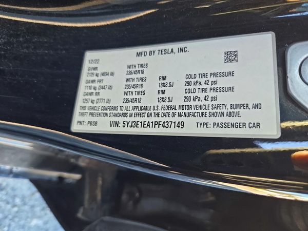 2023 TESLA MODEL 3 — VINS