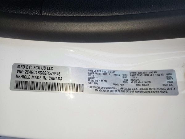 2025 CHRYSLER PACIFICA Select — VINS