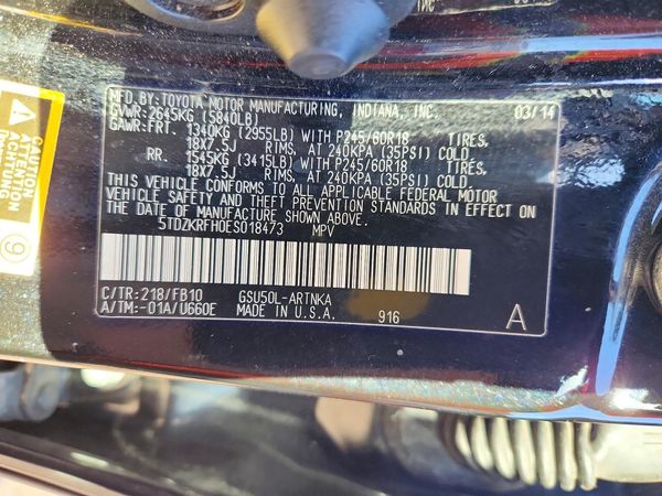 2014 TOYOTA HIGHLANDER Base/Hybrid — VINS