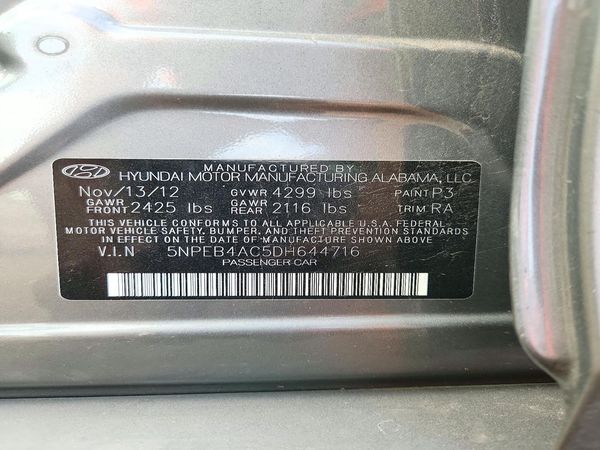 2013 HYUNDAI SONATA GLS/ GLS Popular — VINS