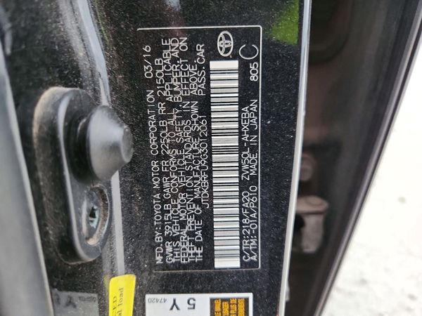 2016 TOYOTA PRIUS One/Two — VINS
