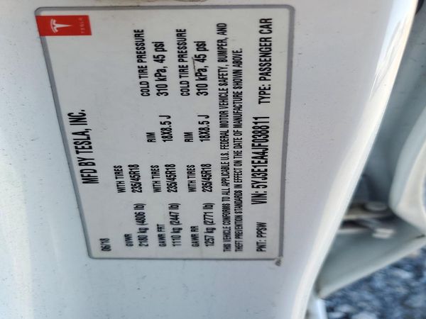 2018 TESLA MODEL 3 — VINS