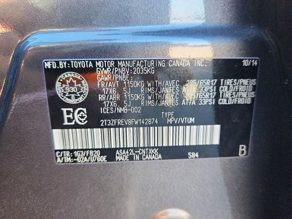 2015 TOYOTA RAV4 LE (X Grade) — VINS