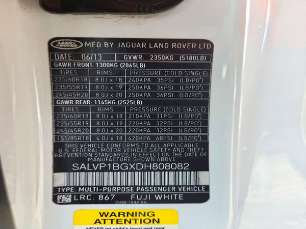 2013 LAND ROVER RANGEROVER Pure Plus — VINS