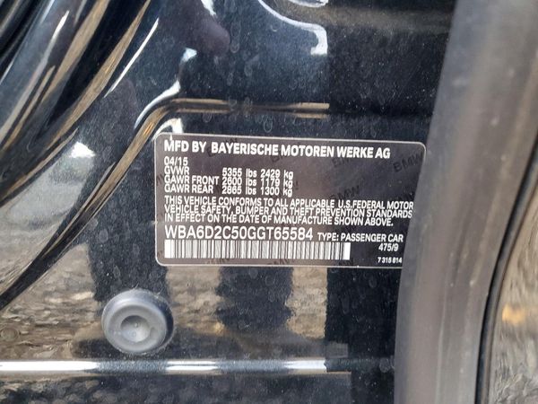 2016 BMW 640 xDrive GC — VINS