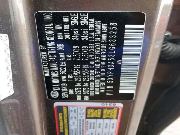 2020 KIA SORENTO EX, S