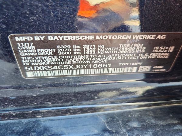 2018 BMW X5 xDrive35d — VINS