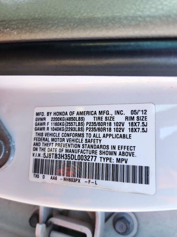 2013 ACURA RDX — VINS