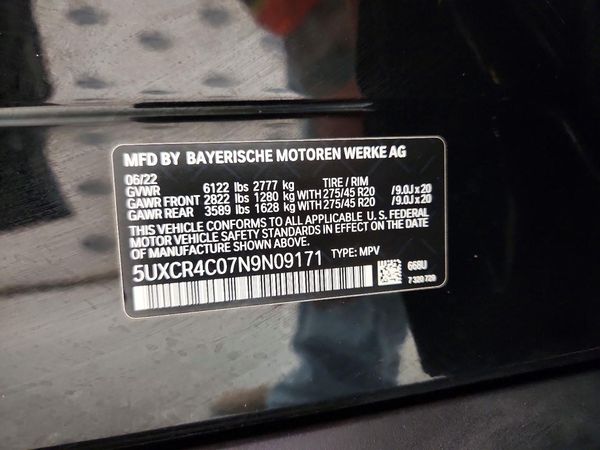 2022 BMW X5 sDrive40i — VINS